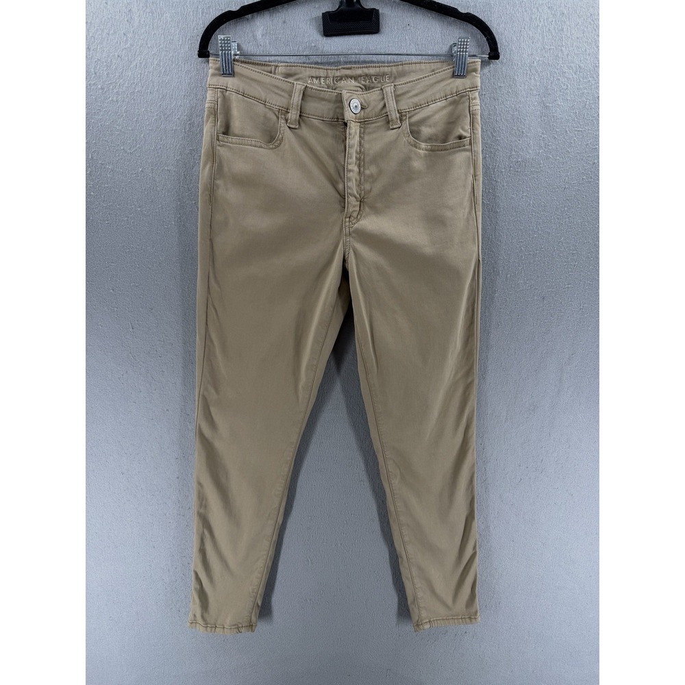 American Eagle‎ Pants Women 10 Short Khaki Jegging High-Rise Skinny Tan Stretch